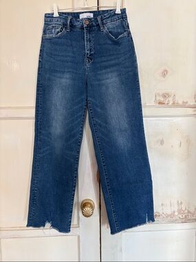 High-Rise Straight Leg Jeans in Medium Blue